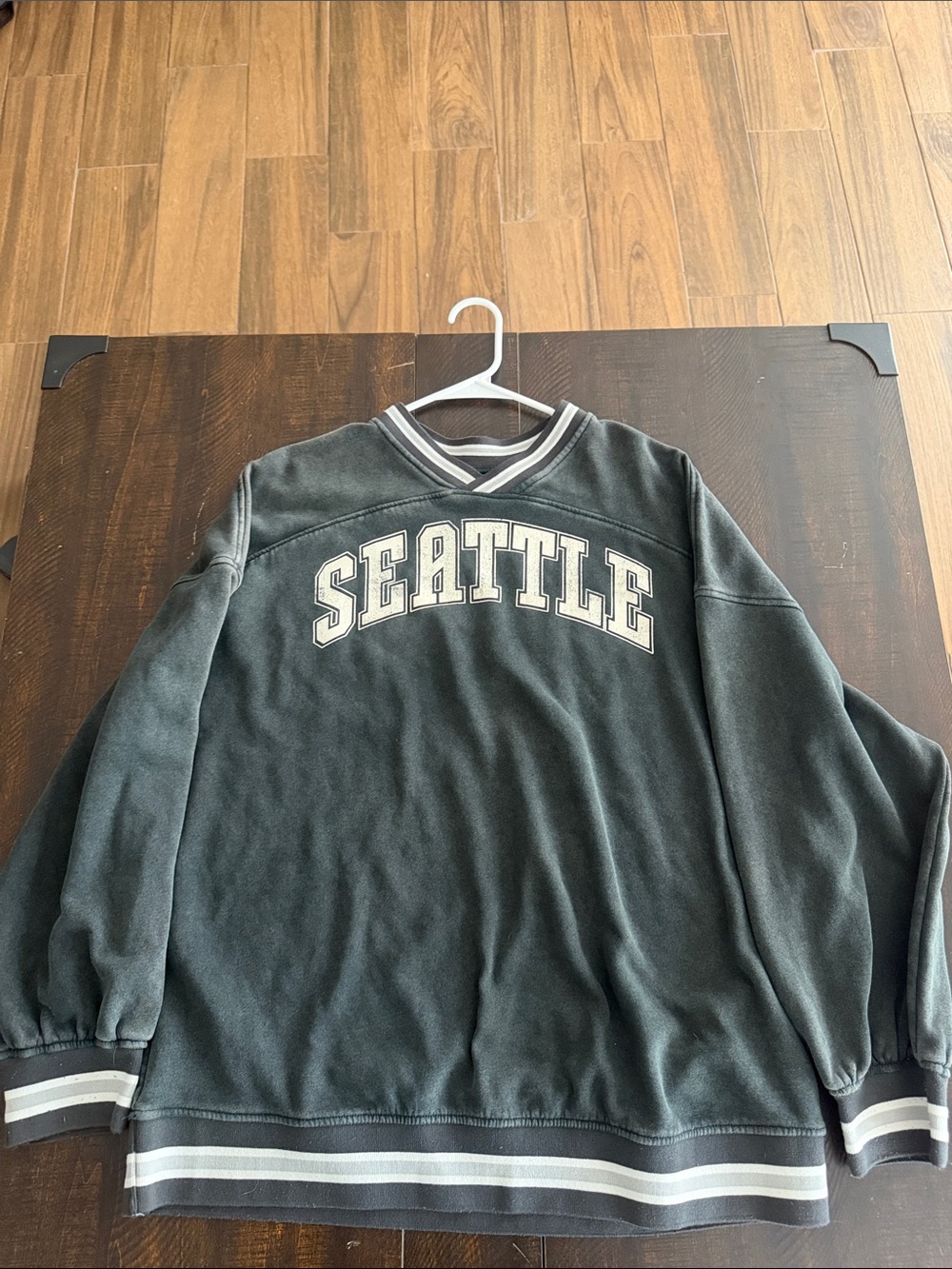 H&M Dark Green Seattle Crewneck Sweater with Cream Lettering